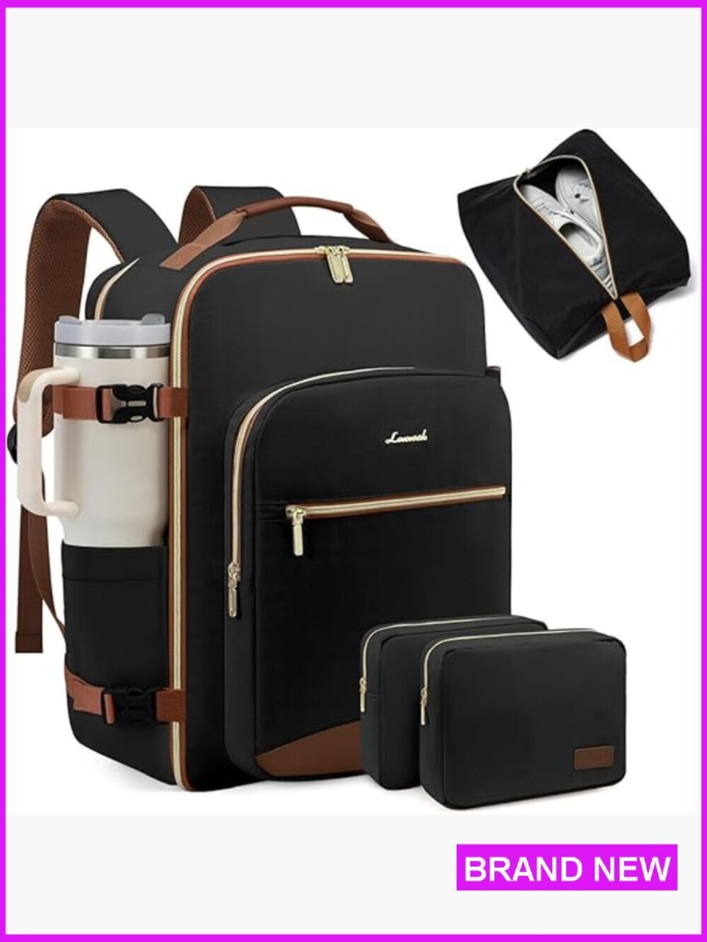 40L Large Travel Backpack Carry On Airplane Approved Weekender Laptop Backpack